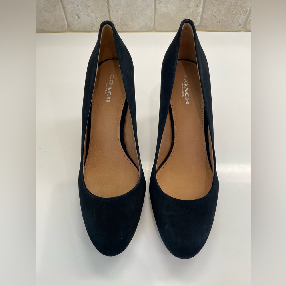 Coach Black Heels Elegant Suede Design NWOT